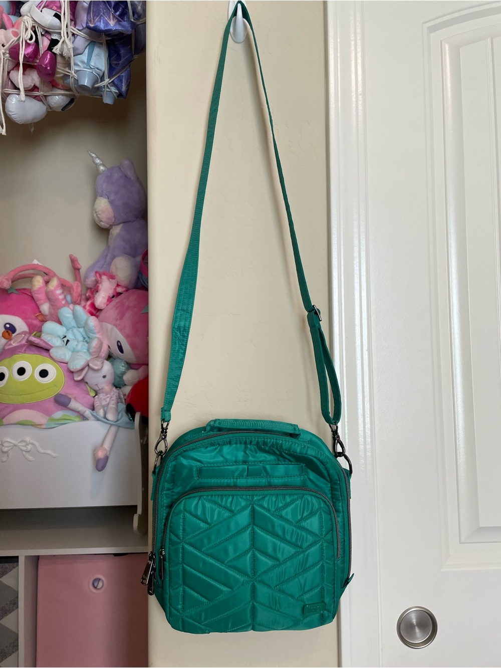 lug Quilted Teal Crossbody Bag